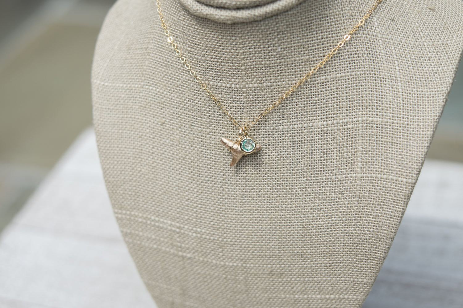 elegant gold shark tooth necklace with custom charm
