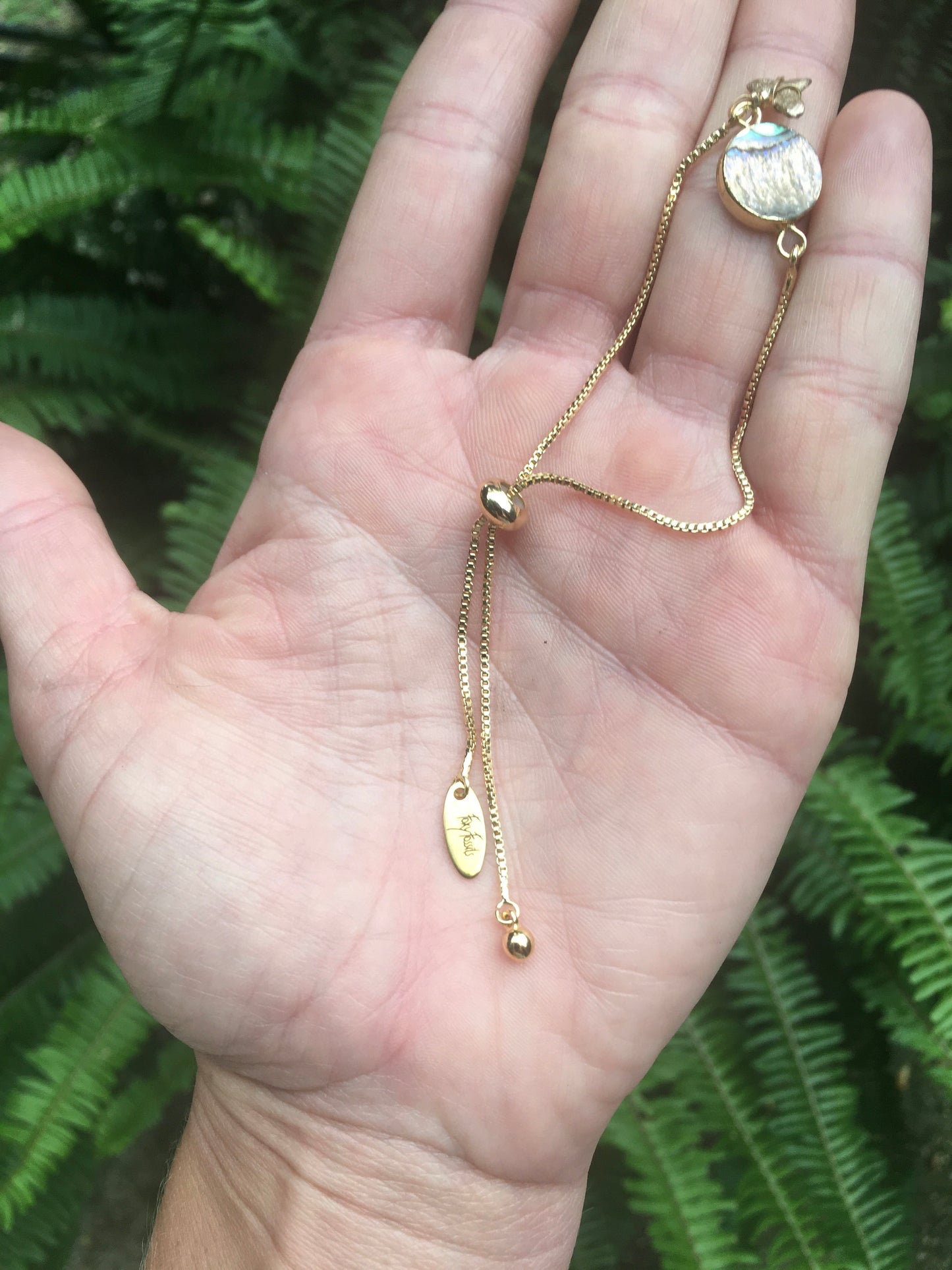 Gold Shark Tooth Charm Bracelet — Abalone | Foxy Fossils