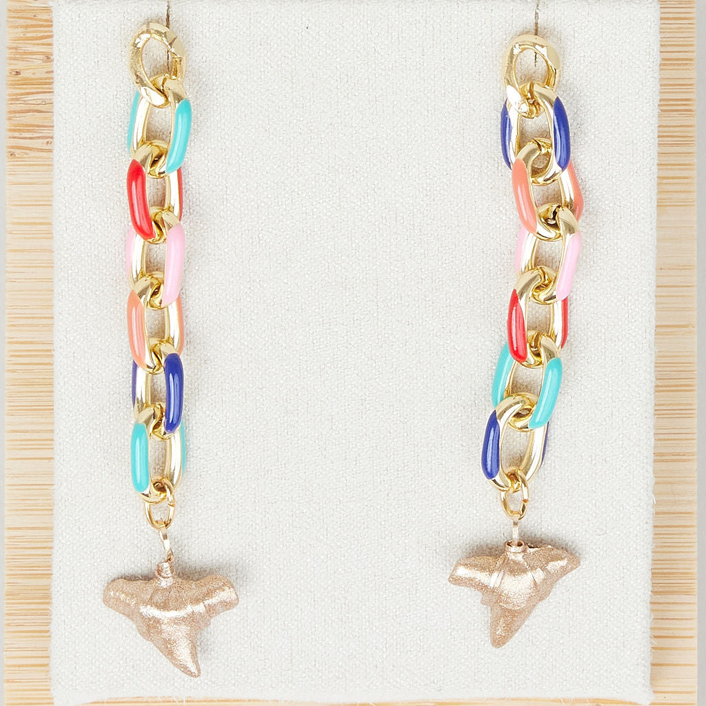 Gold Shark Tooth Color Pop Drop Earrings