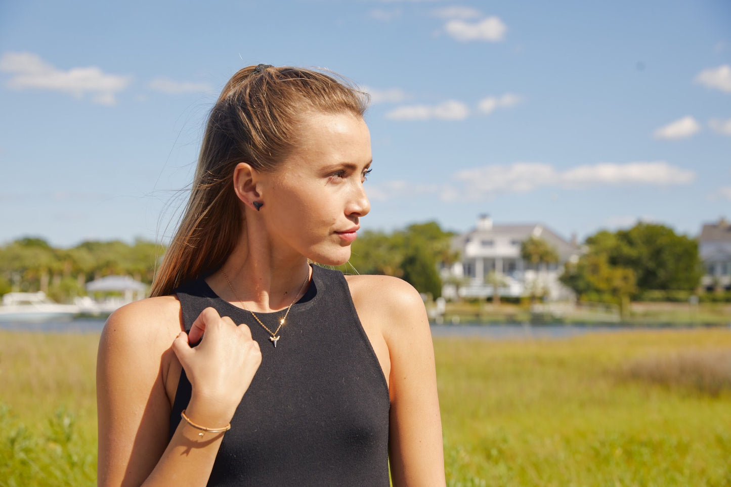 Natural Shark Tooth Stud Earrings