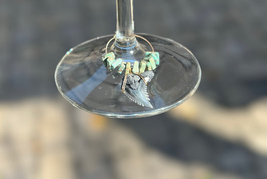 Real shark tooth wine glass charms-Charleston—Foxy Fossils 