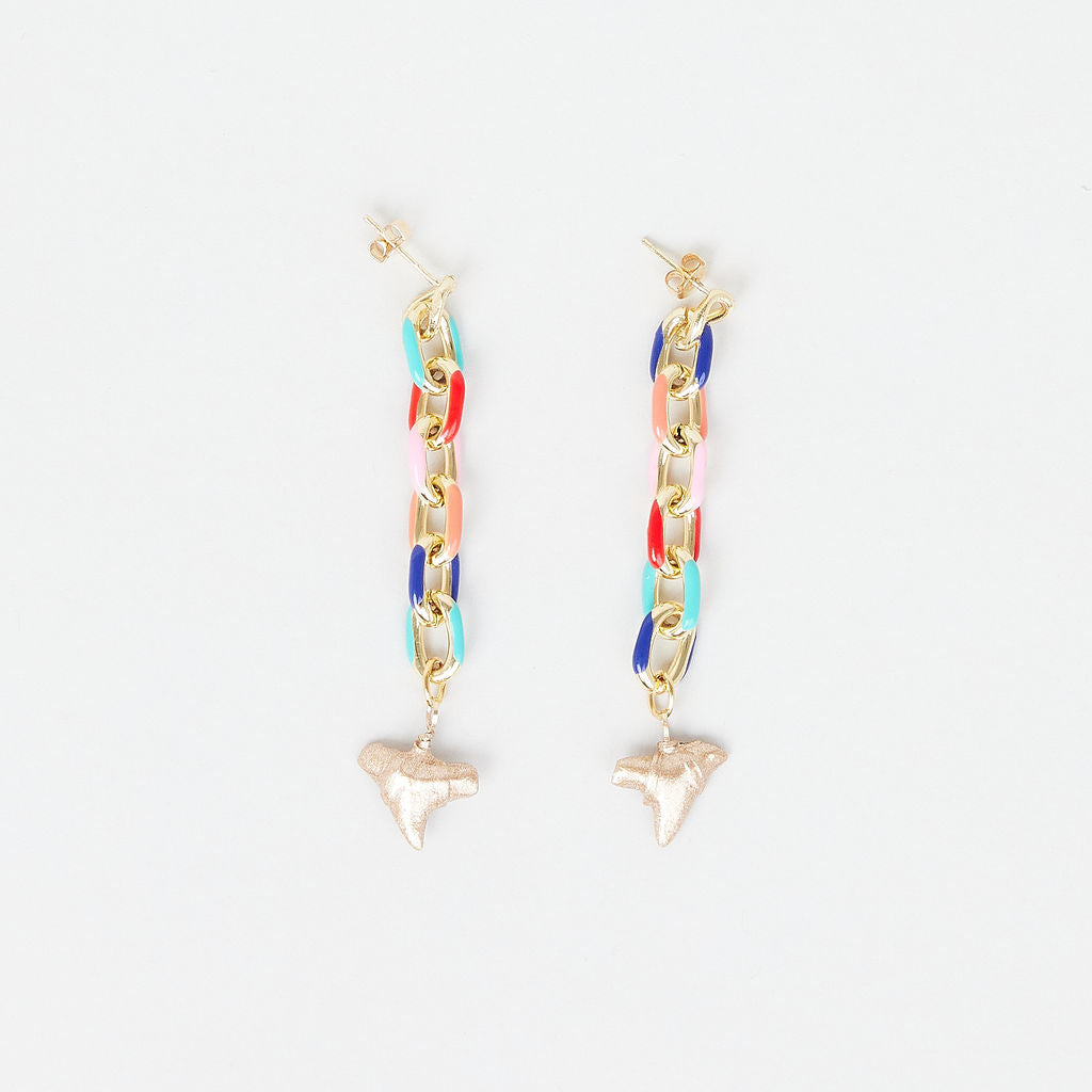 Gold Shark Tooth Color Pop Drop Earrings