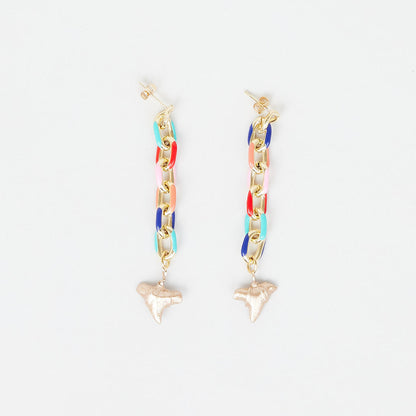 Gold Shark Tooth Color Pop Drop Earrings