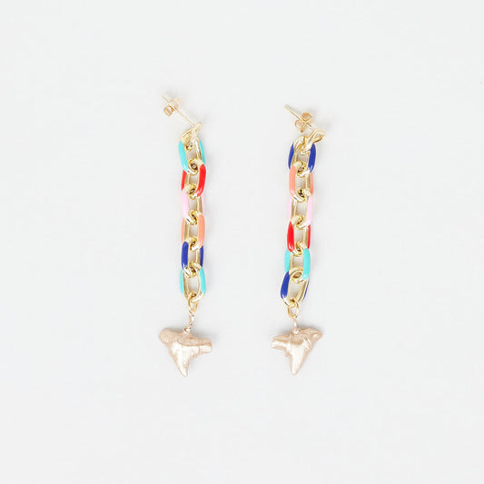 Gold Shark Tooth Color Pop Drop Earrings