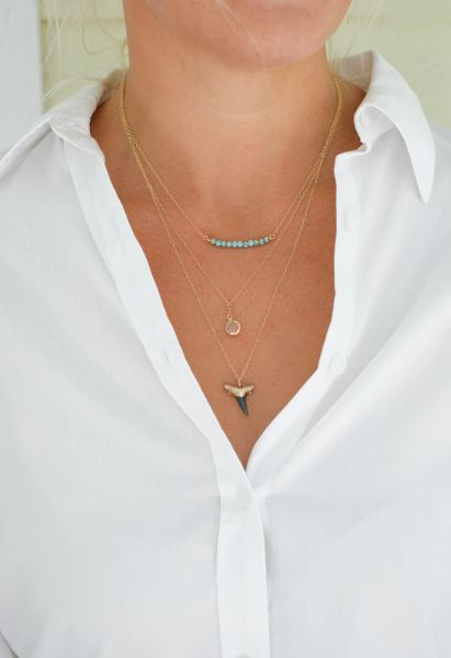 Charleston Classic 3-Layer Shark Tooth Necklace - Real gold shark tooth layered necklace - Foxy Fossils