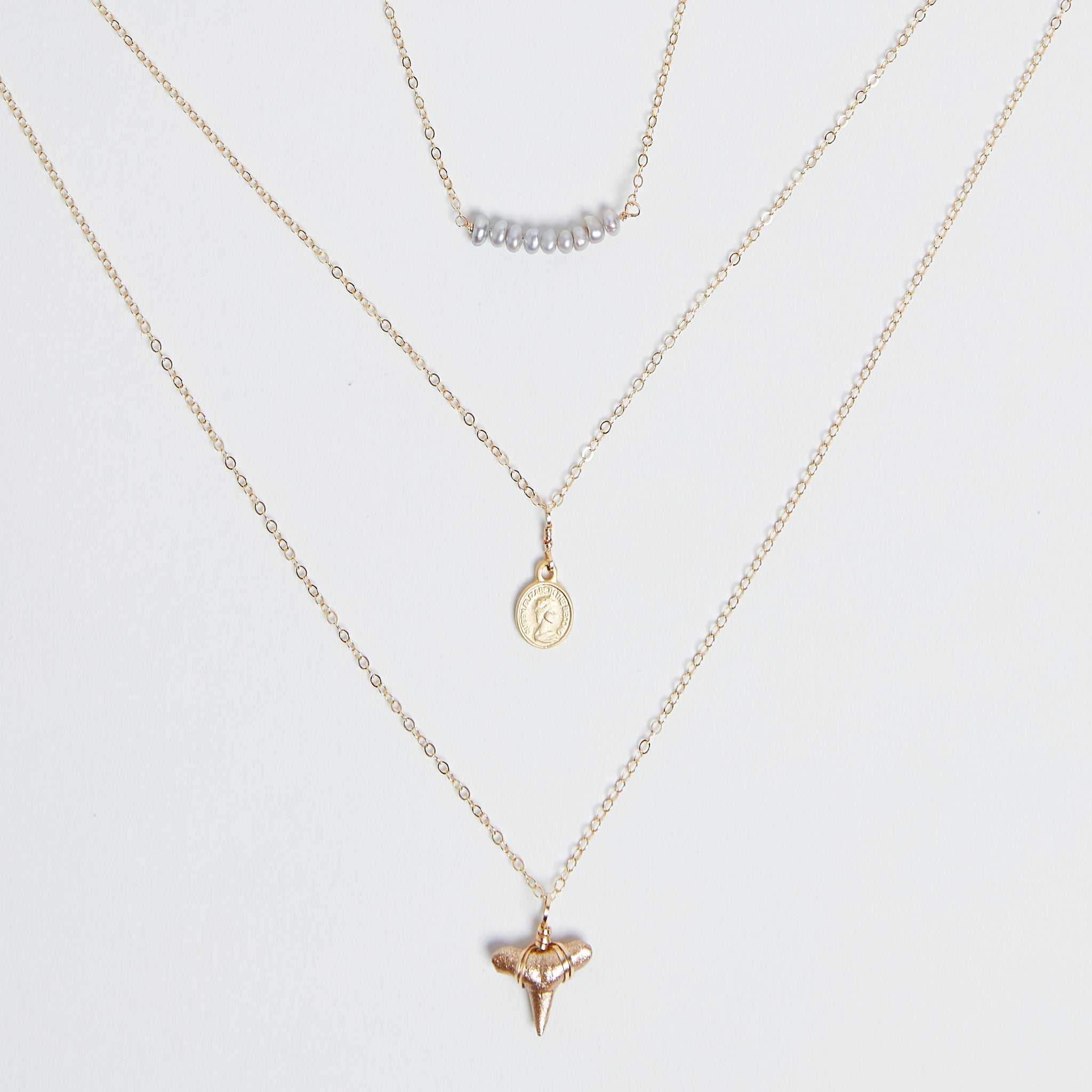 Layered Shark Tooth Necklace — Saltwater Warrior | Foxy Fossils