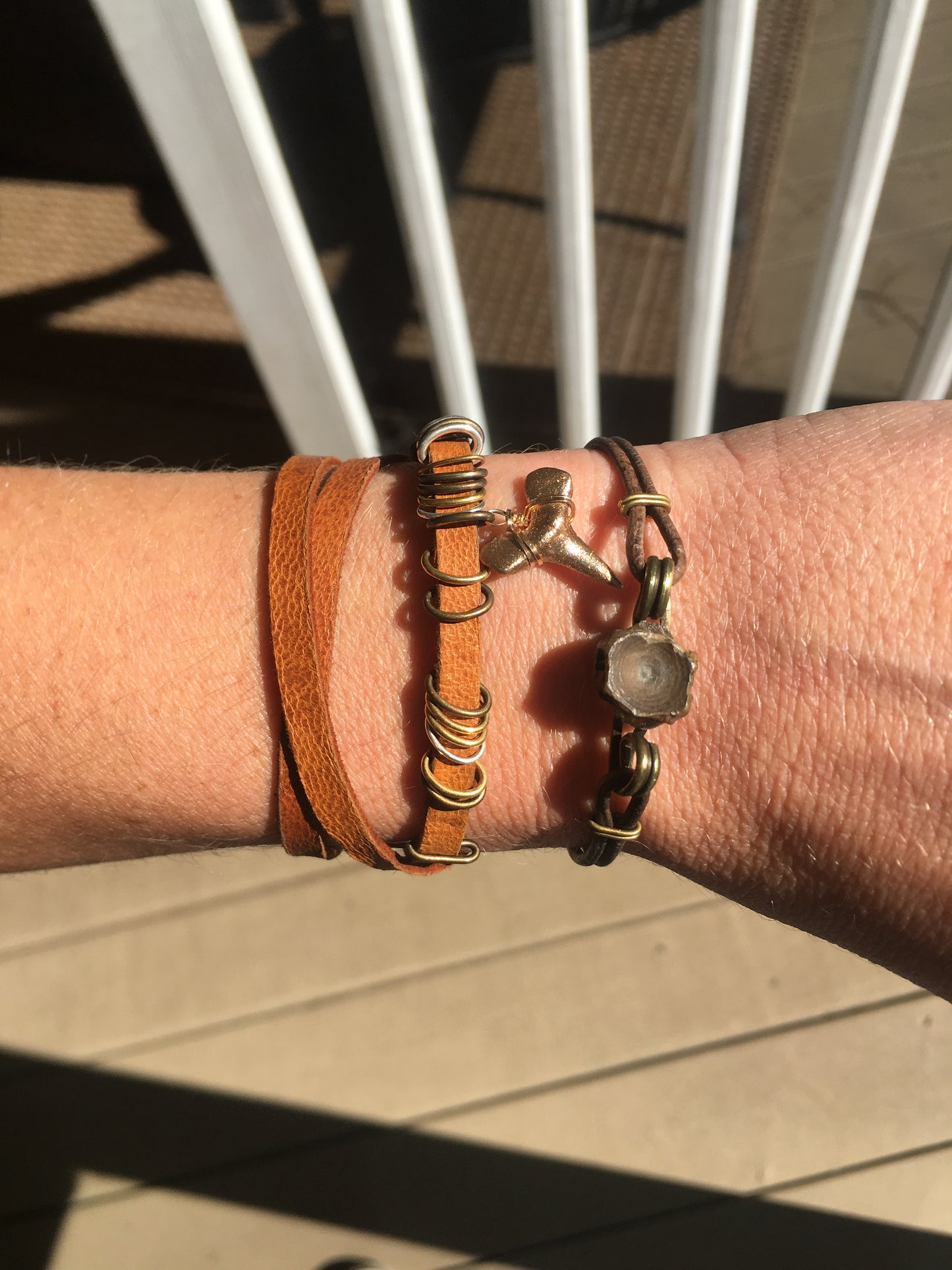 Leather Wrap Shark Tooth Bracelet - Foxy Fossils