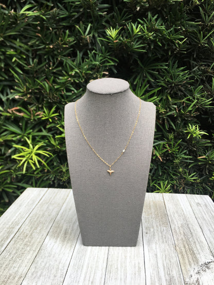 The Sullivan's Necklace - dainty gold shark tooth necklace with tiny pearl—Foxy Fossils
