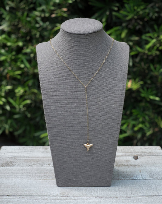 luxury gold shark tooth y necklace-real shark tooth necklace dainty - Foxy Fossils