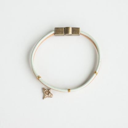 2 tone light aqua and tan fossil shark tooth charm bracelet