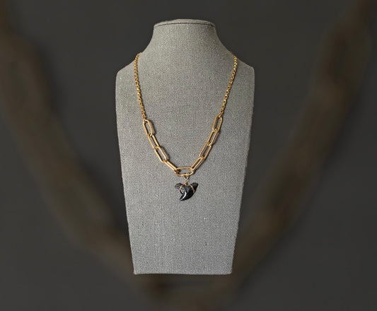 Tiger Shark Tooth Necklace — Chunky Gold Paperclip Chain