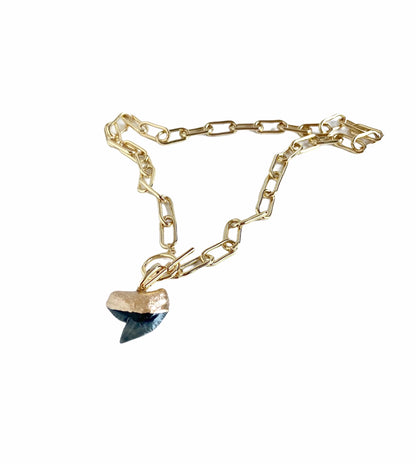 Tiger Shark Tooth Thick Paperclip Chain Necklace