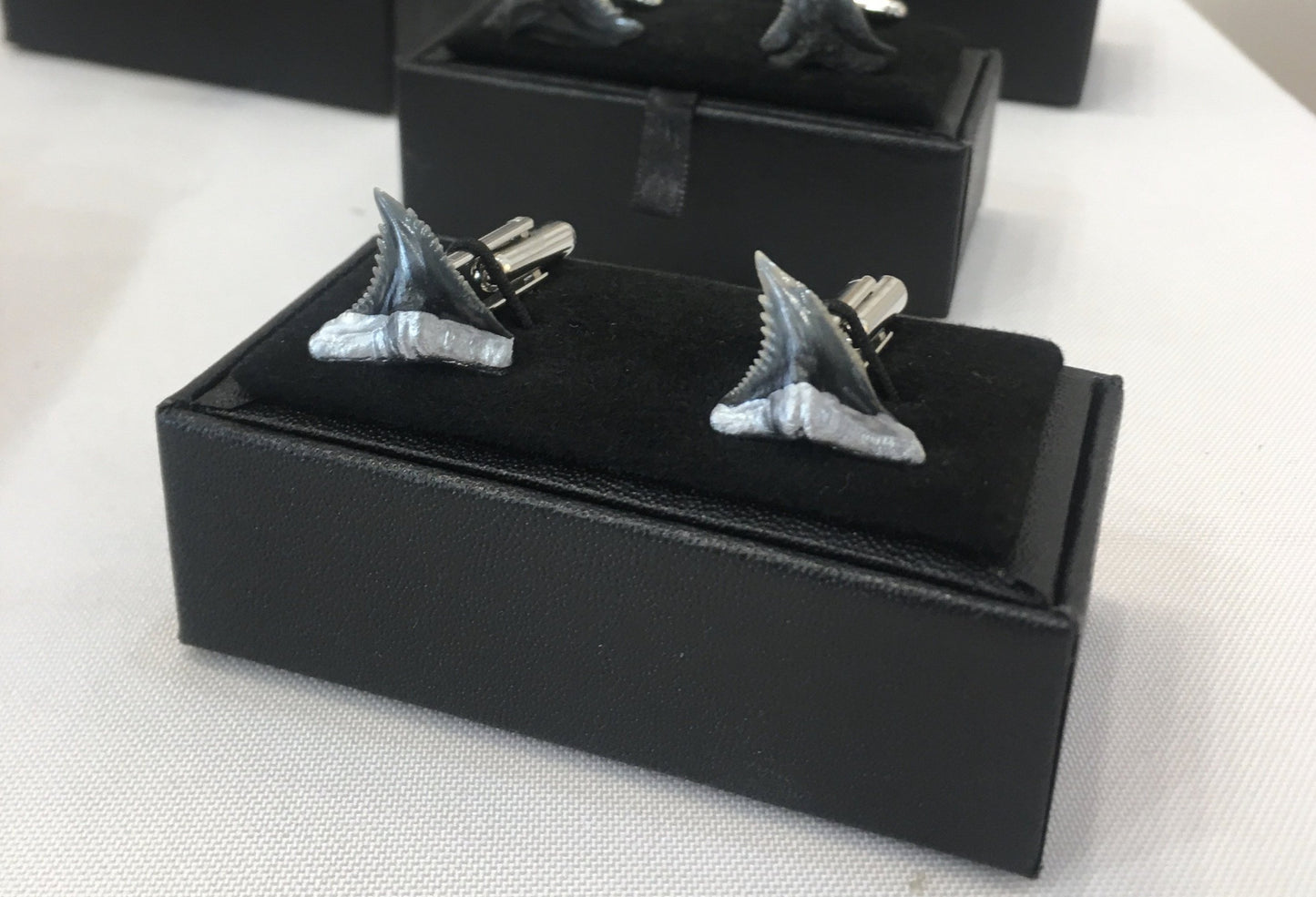 Shark Tooth Cufflinks - Silver - Foxy Fossils