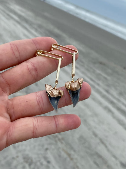 Hemi Shark Tooth Link Earrings