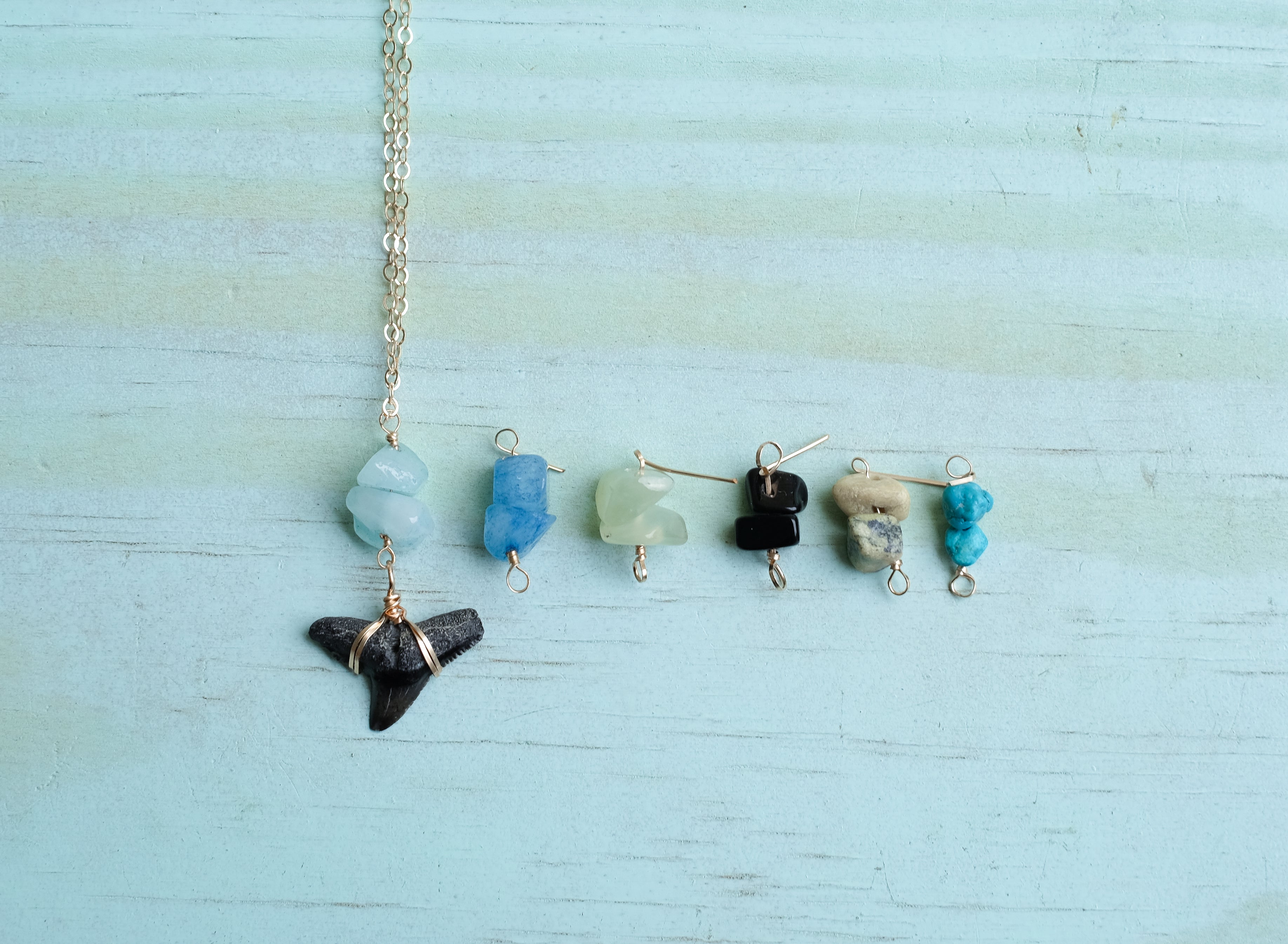 Wire Wrapped Shark Tooth Necklace β Custom Stones | Foxy Fossils